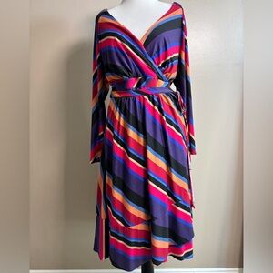 Maeve Anthropologie Angelique Wrap Striped Dress Size Medium
